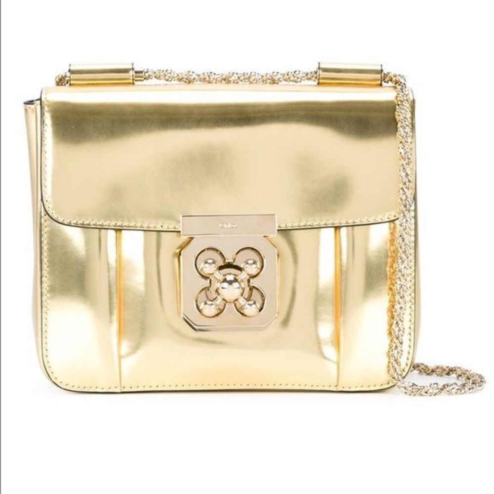 Chloe Elsie Small Shoulder Crossbody Bag Gold Metallic Leather